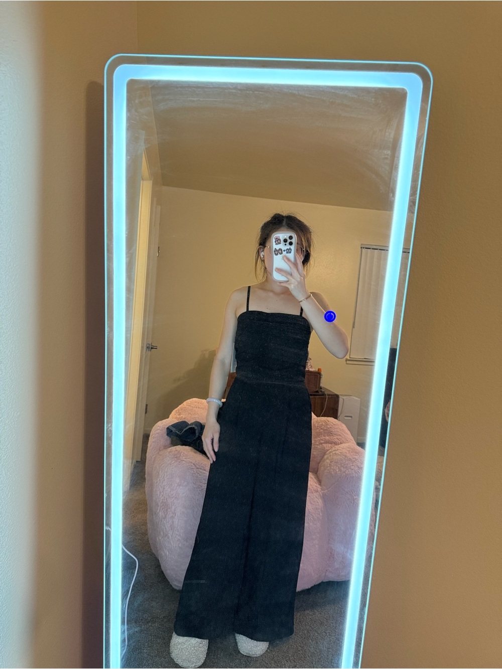 Black Wide-Leg Jumpsuit with Spaghetti Straps